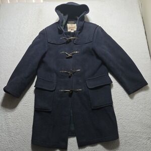Vintage Gloverall Duffle Coat Mens Medium Made in England Navy‎ Wool Hooded